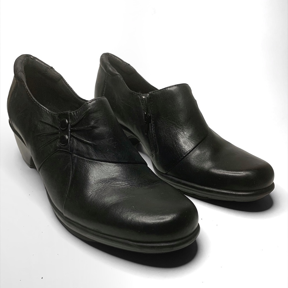 Clarks Bendable Black Leather Wide Ankle Boot 9W